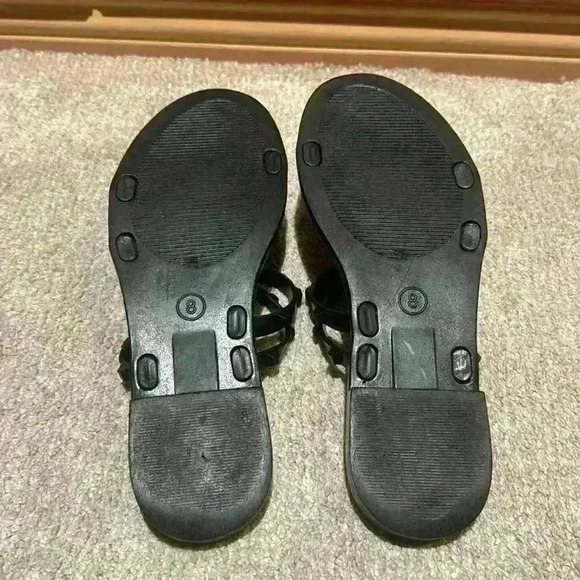 Shade & Shore Blush Liv Jelly Strappy Slide Studded Sandals Size 8 black - Picture 2 of 3